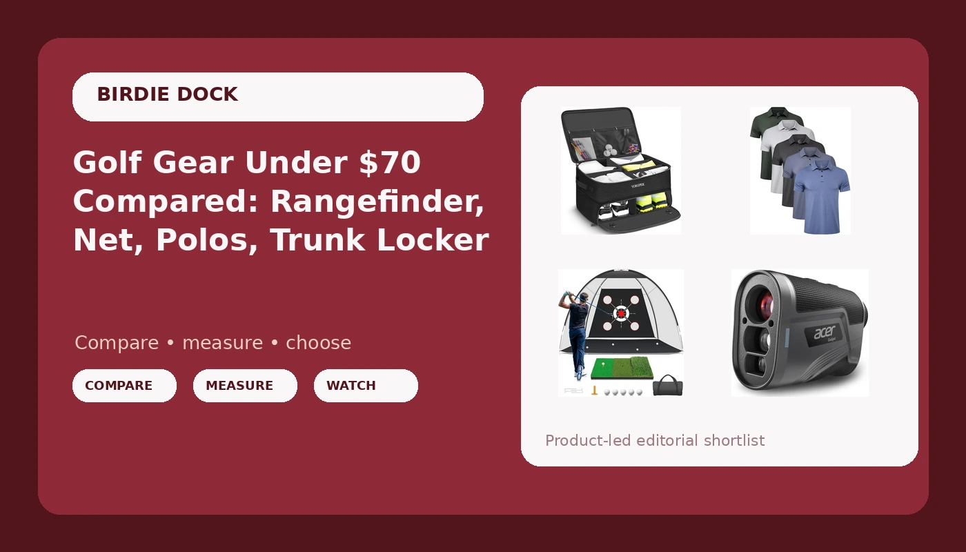 Golf Gear Under $70 Compared: Rangefinder, Net, Polos, Trunk Locker