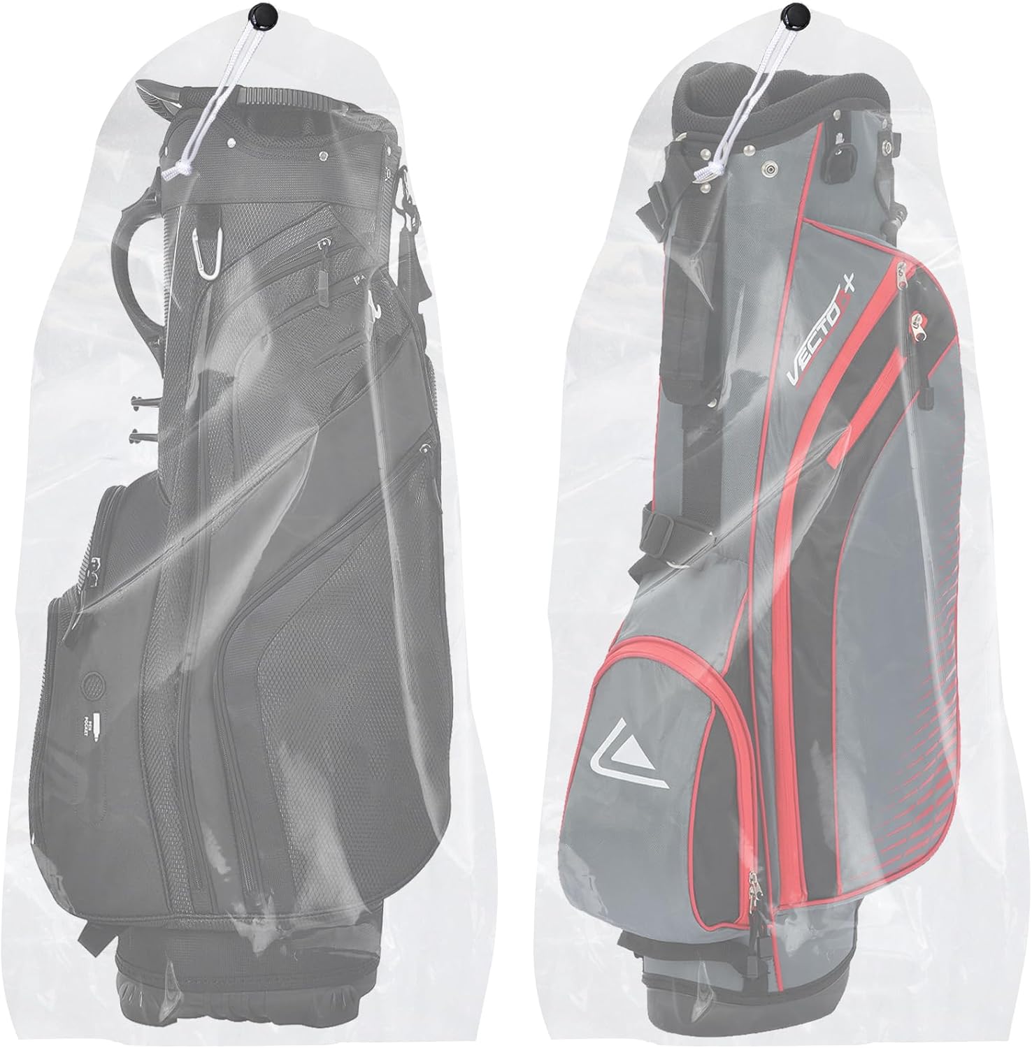 Klmnop 2 Pack Golf Bag Cover, 31" x 62" Large Dust Covers with Drawstring(4 Mil), Multi-Purpose Clear Plastic Storage Bag for Home Storage(Clear)