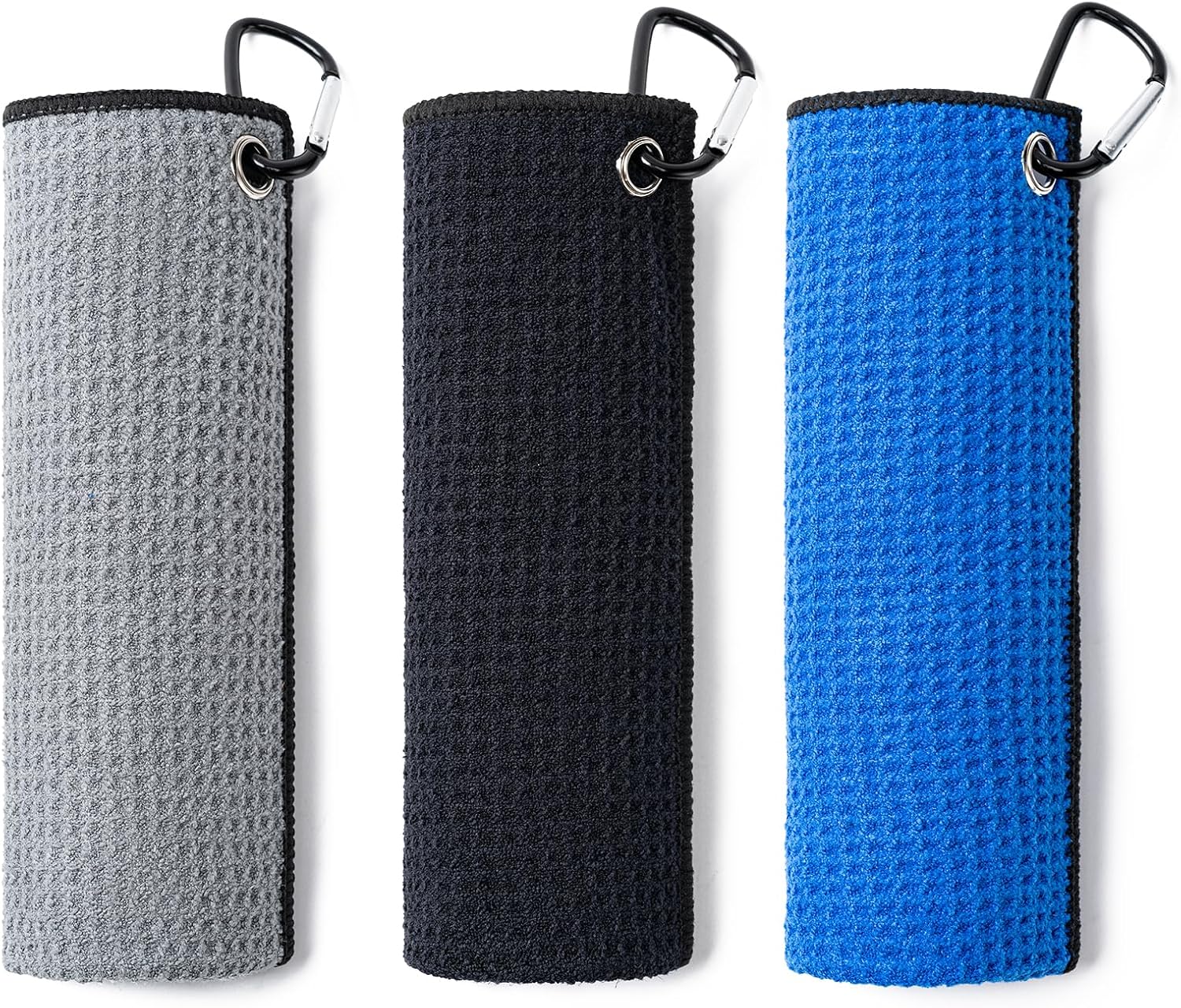 Husfunov 3 Pack Golf Towels (16" X 16") with Carabiner Clip