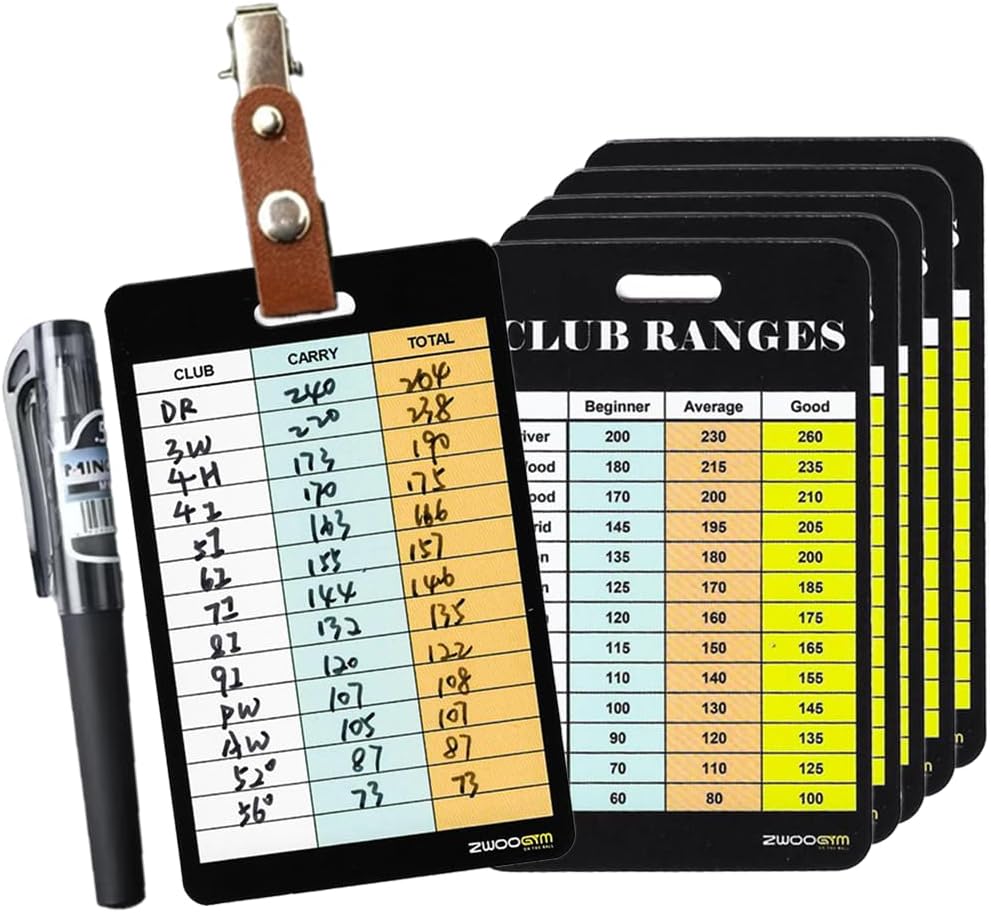 Golf Club Distance Range Cards with Holder (B0F4D96835)