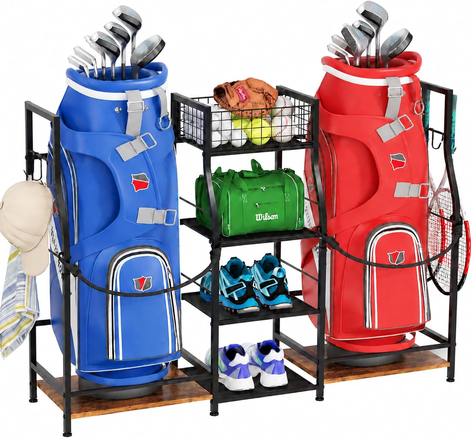 Jsskeeim Golf Bag Storage Organizer for two golf bags